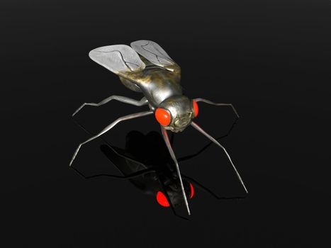 3D rendered Illustration. An evil Fly in the Dark.