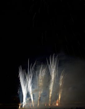 Various details of traditional pyrotechnical firework displays