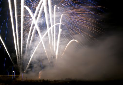 Various details of traditional pyrotechnical firework displays