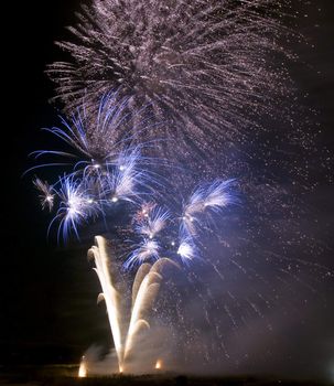 Various details of traditional pyrotechnical firework displays