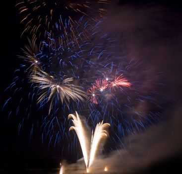 Various details of traditional pyrotechnical firework displays