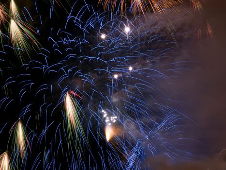 Various details of traditional pyrotechnical firework displays