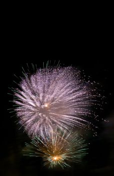 Various details of traditional pyrotechnical firework displays