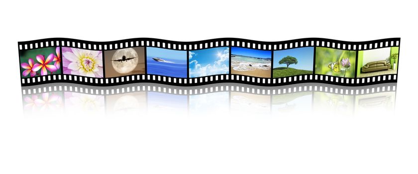 An illustration of a film strip with nice pictures
