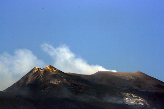 view of etna erupting