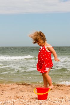 people series: little girl play with sand