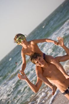 people series: two brother on the sea getting fun