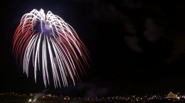 Various details of traditional pyrotechnical firework displays