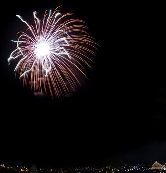 Various details of traditional pyrotechnical firework displays