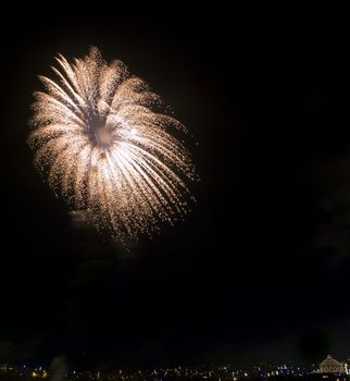 Various details of traditional pyrotechnical firework displays