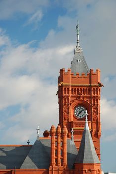 tower of red historical building in cardiff bay
