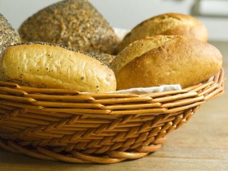 close-up of fresh baked rolls on the table