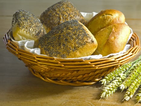 close-up of fresh baked rolls on the table