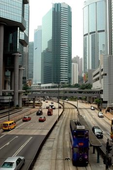 Hongkong Central, main surrounded with skyscrapers.