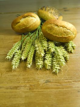 close-up of fresh green ears on the table