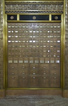 Antique Post Office Mail Boxes in Historic Building