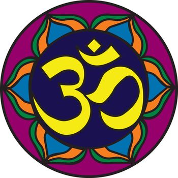 Om Symbol illustration with a stained glass look.