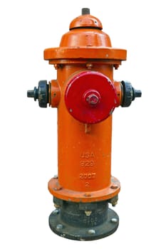 Fire Hydrant Red and Orange on White Background