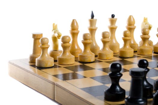 chess beginning, isolated on white