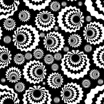 Seamless repeating tile design in black and white