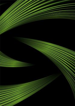 green strands make up a bright futuristic abstract background