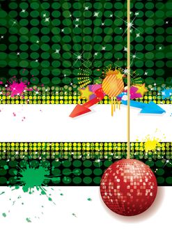 Shiny abstract party design with disco ball, vector illustration