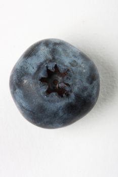 one  fresh blueberry isolated on white shot with macro lens, good fruit background