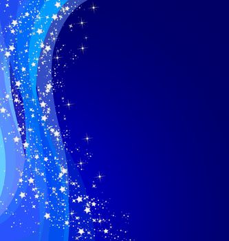 Illustration of a blue christmas background with stars