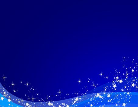 Illustration of a blue christmas background with stars