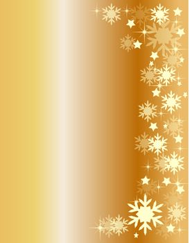 golden  christmas frame with snowflakes