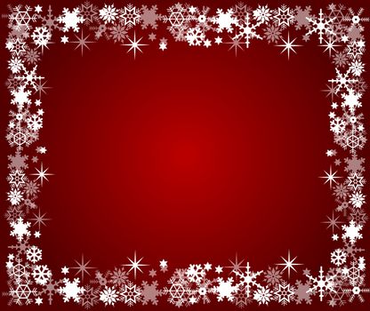 red christmas frame with snowflakes