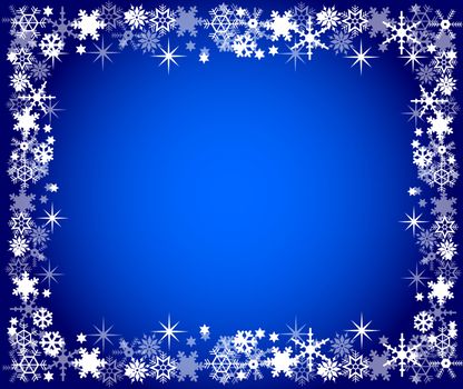 blue christmas frame with snowflakes