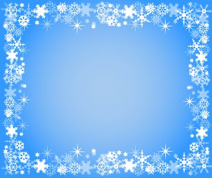 blue christmas frame with snowflakes