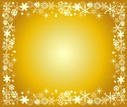 golden christmas frame with snowflakes