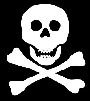 Skull and Crossbones on black background 