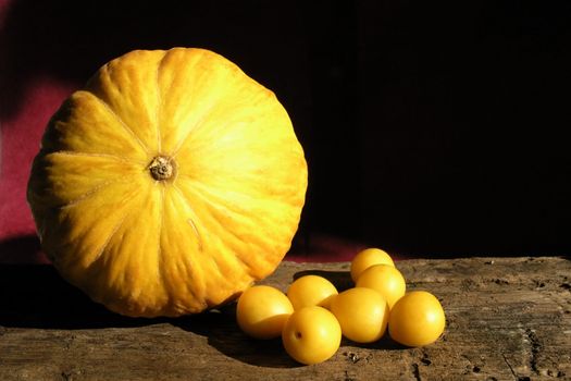 many yellow fruits  - some plums and melon