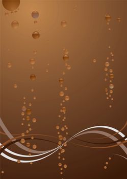 Abstract underwater background with floating bubbles in brown