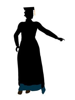 African american graduate silhouette on a white background