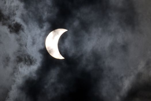 Solar eclipse, half phase. 1 August 2008, Novosibirsk, Russia