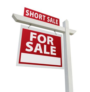 Short Sale Real Estate Sign Isolated on White - Left Facing.