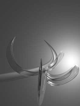 Abstract 3D illustration in black and white.