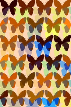 butterflies and their shadows textured in a pattern 