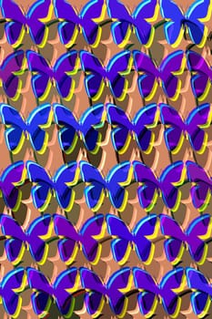 butterflies and their shadows textured in a pattern 