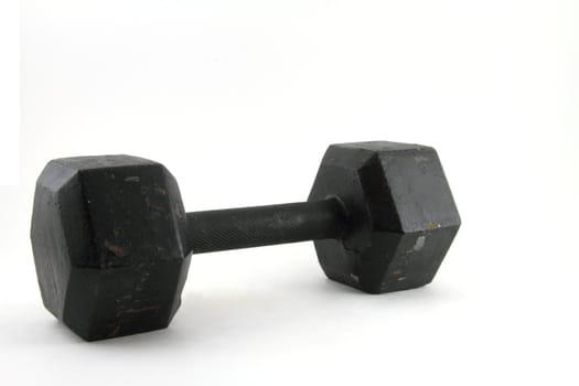 Grey hexagonal dumbbells isolaed with copy space
 