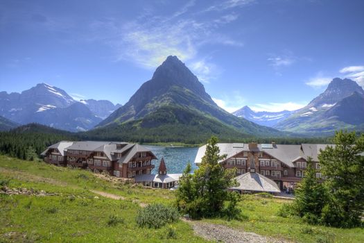 A swiss style chalet high on a mountion lake