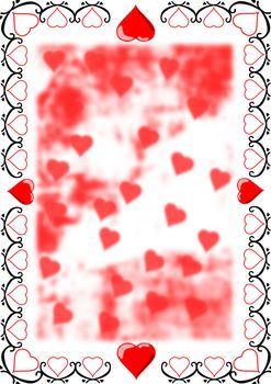 Heart border framing an abstract copy space area.