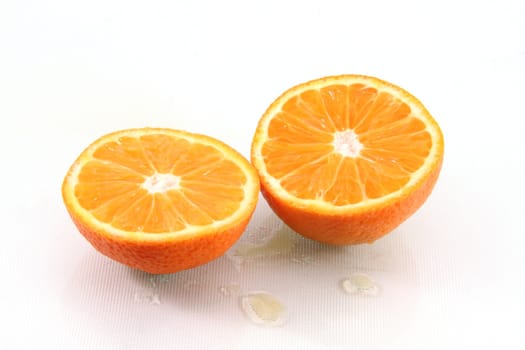 Fresh orange slices isolated on white.
