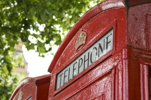 A telephone box in London.