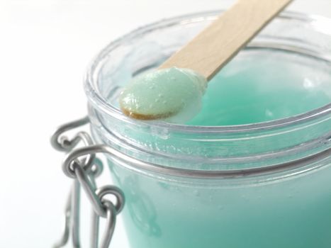 close-up of jar of glass with Peeling