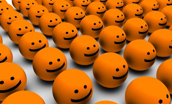 Happiness with a Group of Happy Faces 